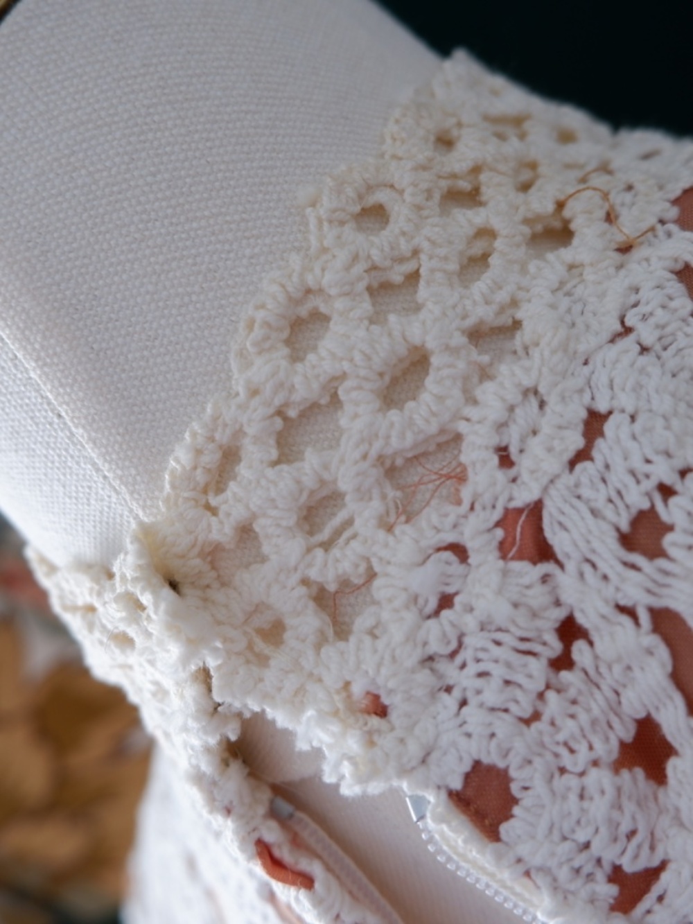 1960s Cotton Crochet Mock Neck Gown - Picture 5 of 11